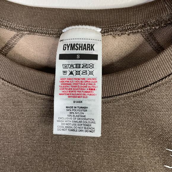 Gymshark Adapt Ombre Lifting Crop Top Long Sleeve Brown geometric Print Womens S - Picture 15 of 16